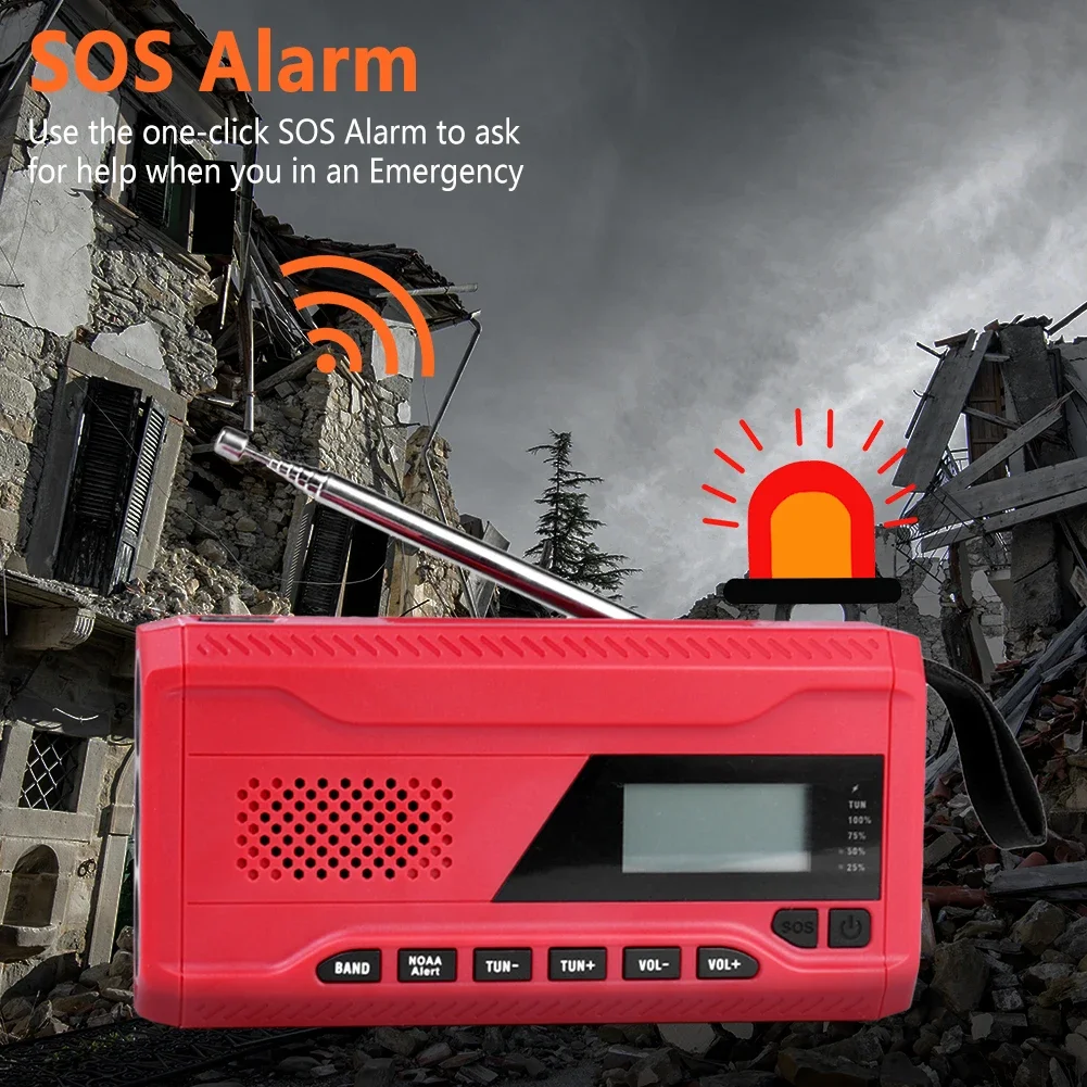 DAB/NOAA FM/AM/WB Bluetooth Emergency Radio Portable Solar Hand Crank Radio USB Charging Power Bank Radio LED Flashlight SOS