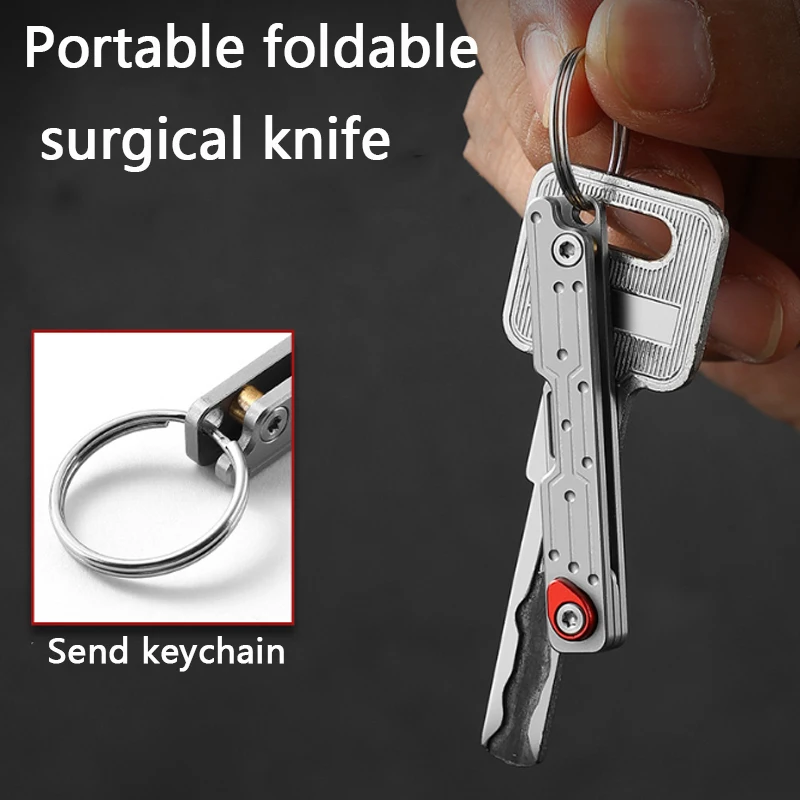 Mini Stainless Steel Folding Scalpel Medical Folding Knife EDC Outdoor Unpacking Pocket Knife with 10pcs Replaceable Blades