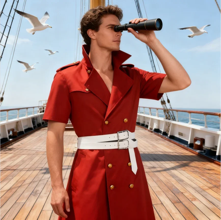 

Anime Dr.STONE cos suit with brown coat costume accessories Full set of Nanami Ryusui cosplay suit Comic convention