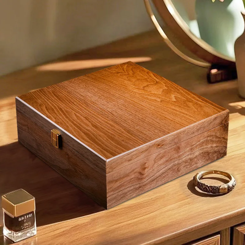 2 Layer Wooden Jewelry Box with for Women Men Vintage Wood Jewelry Organizer Storage for Earrings Watch Mother’s Day Gift
