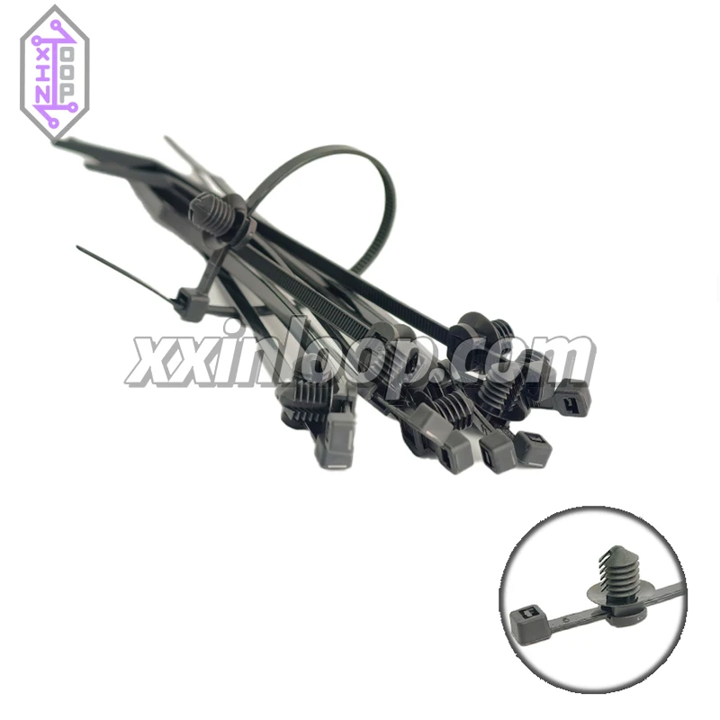 

156‐00376 Кабельная стяжка с креплением для елового дерева, 202 мм, 4,6 мм, с крепежным ремешком с круглым отверстием для диска, комплект Ø до 50 мм Отверстие для панели