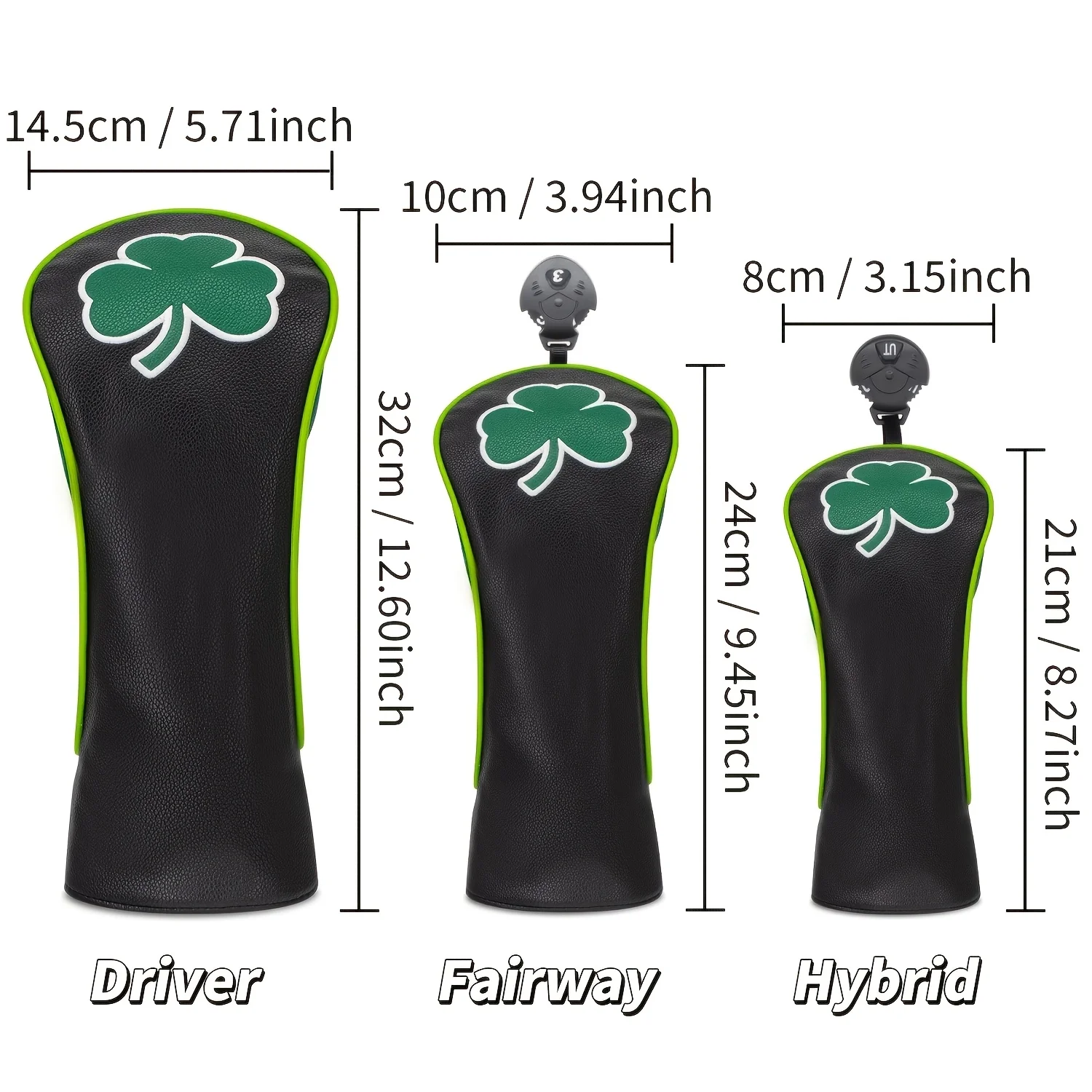 1pc/3pcs Driver, Fairway, Hybrids Headcover - Trifolium Design Style Golf Club Cover Suitable for Male and Female Outdoor image 6