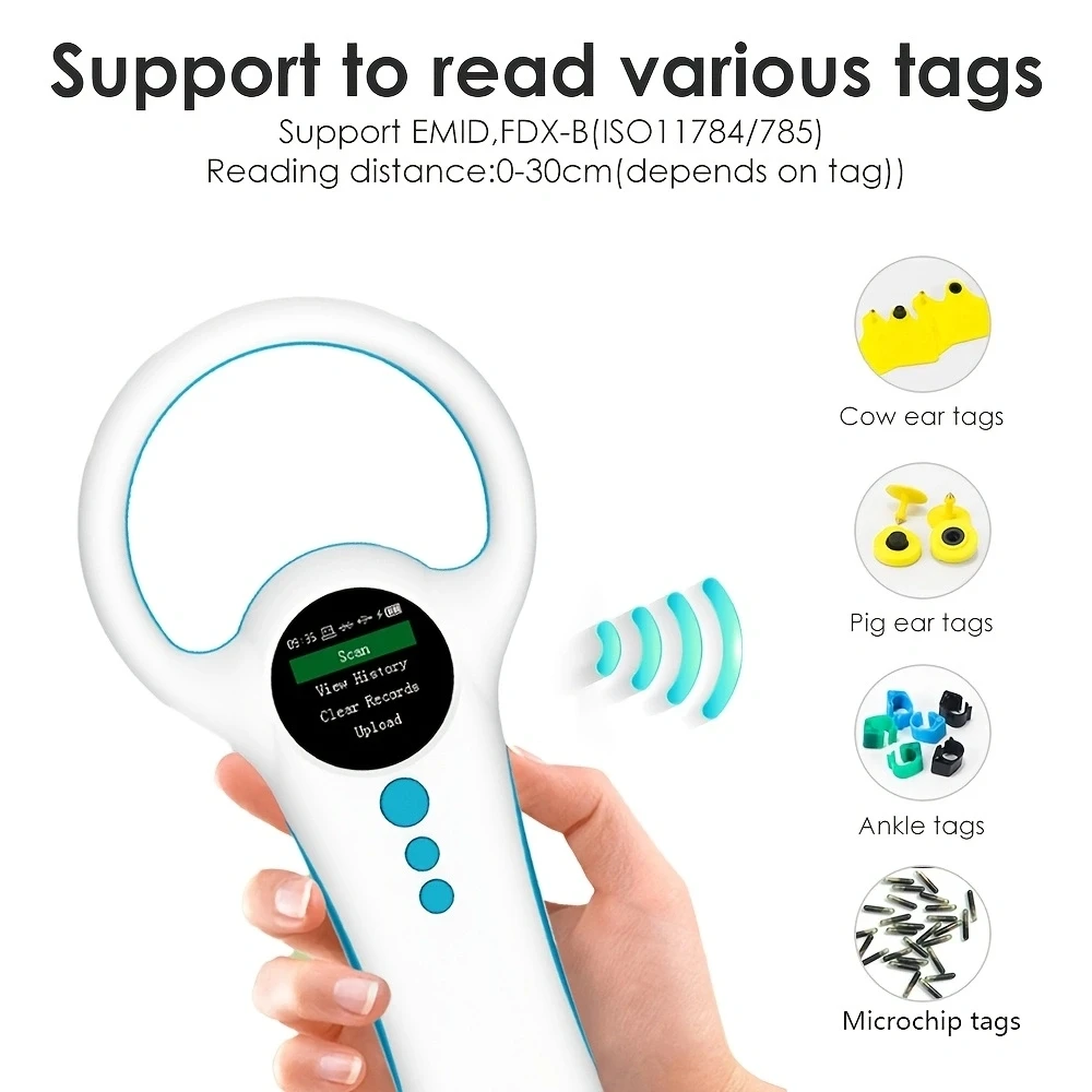 USB/2.4G Wireless/Bluetooth Animal Tag Reader RFID Ear Tag Scanner Animal Microchip Reader Pet Identity Recognizer