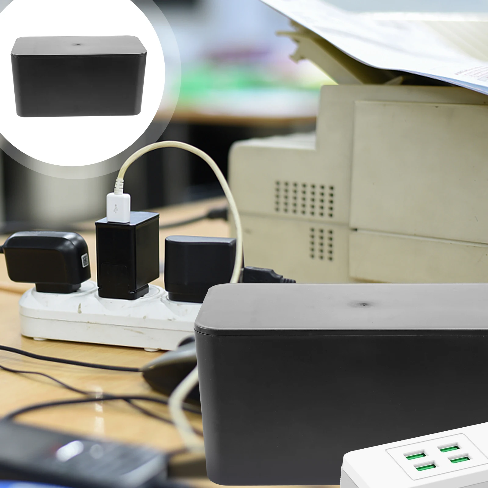 

Large Power Management Box Plastic Cable Organizer With Cover For Desk Office Living Room Cable Management Box Black