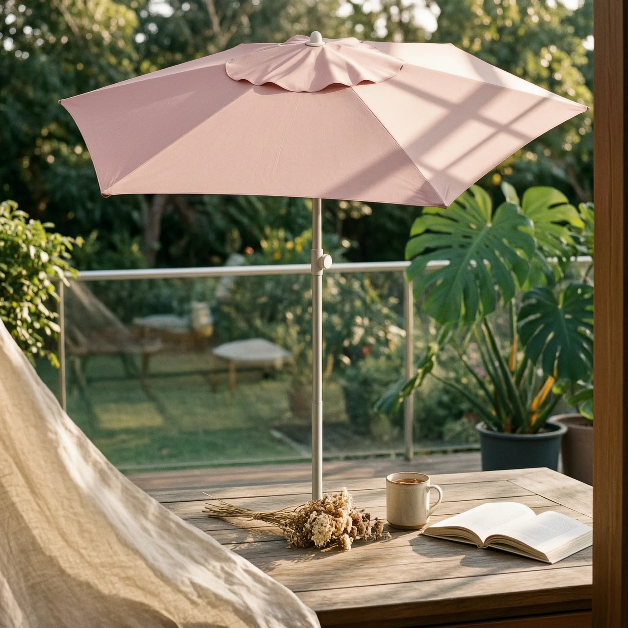 Hexagonal Patio Umbrella Protection Umbrella with Hexagonal Canopy Waterproof Foldable for Homeowners, Garden, Balcony