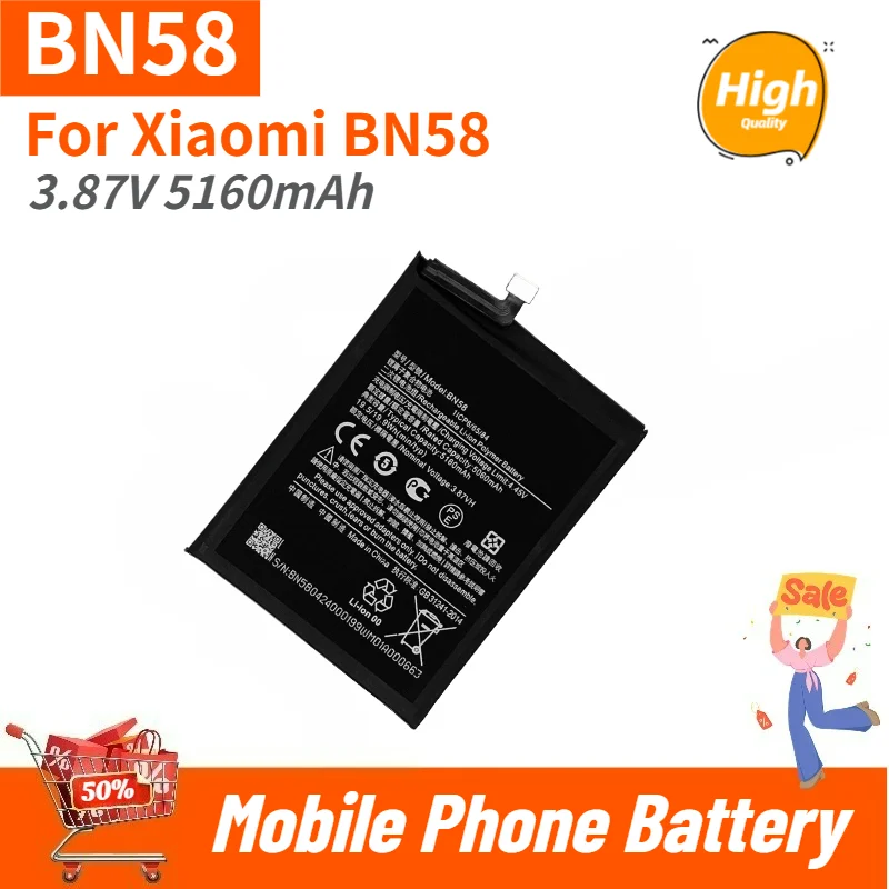 

High Capacity Phone Battery BN58 3.87V 5160mAh For Xiaomi BN58 Brand New Replacement Battery High Quality