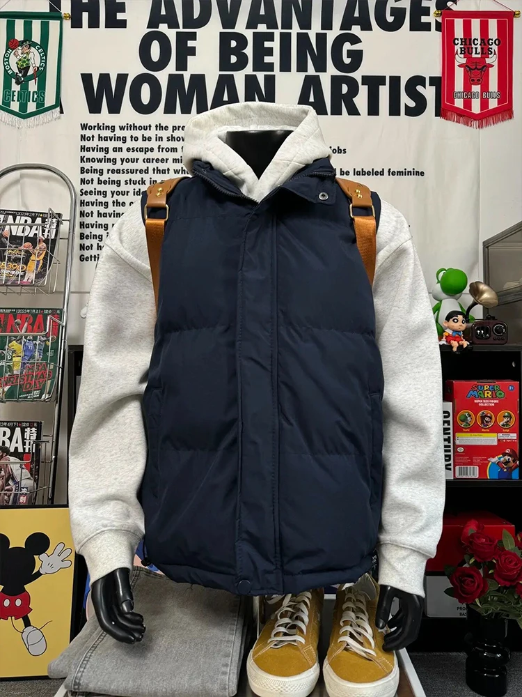 

Прохладный зимний мужской хлопковый жилет на пуху, верхняя одежда, теплая молодежная модная повседневная застежка-молния, цвет