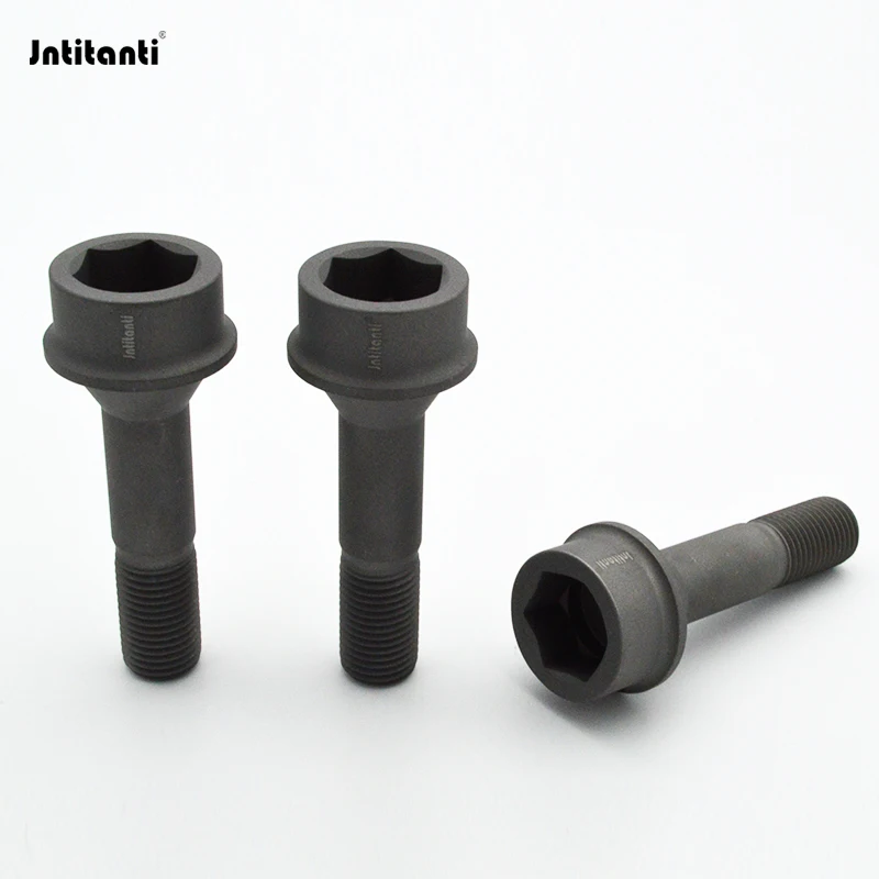 Jntitanti wheel bolt M14*1.5*52mm racing parts cone seat Gr.5 titanium hub bolt for Ferrari racing car