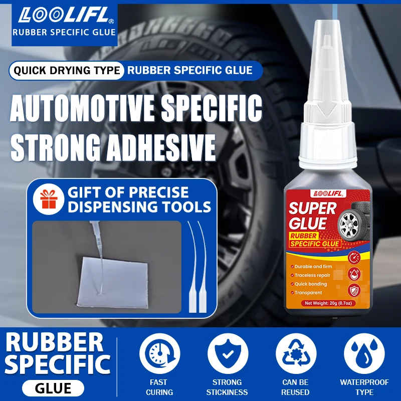 20gsuper glue for quick tire repair, black glue liquid, strong rubber, wear-resistant, non corrosive adhesive, bonded to leather