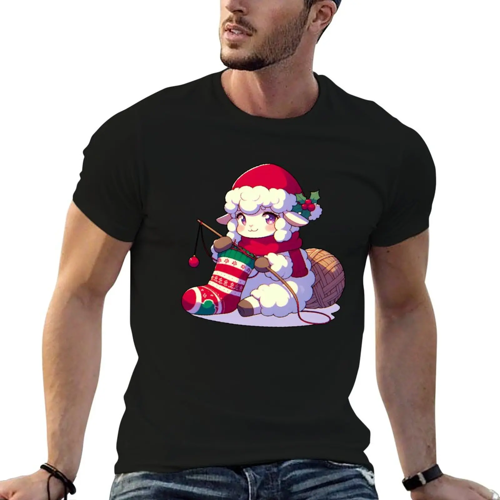 Sheep knits Christmas socks T-Shirt Casual Light Summer Short Sleeve Top