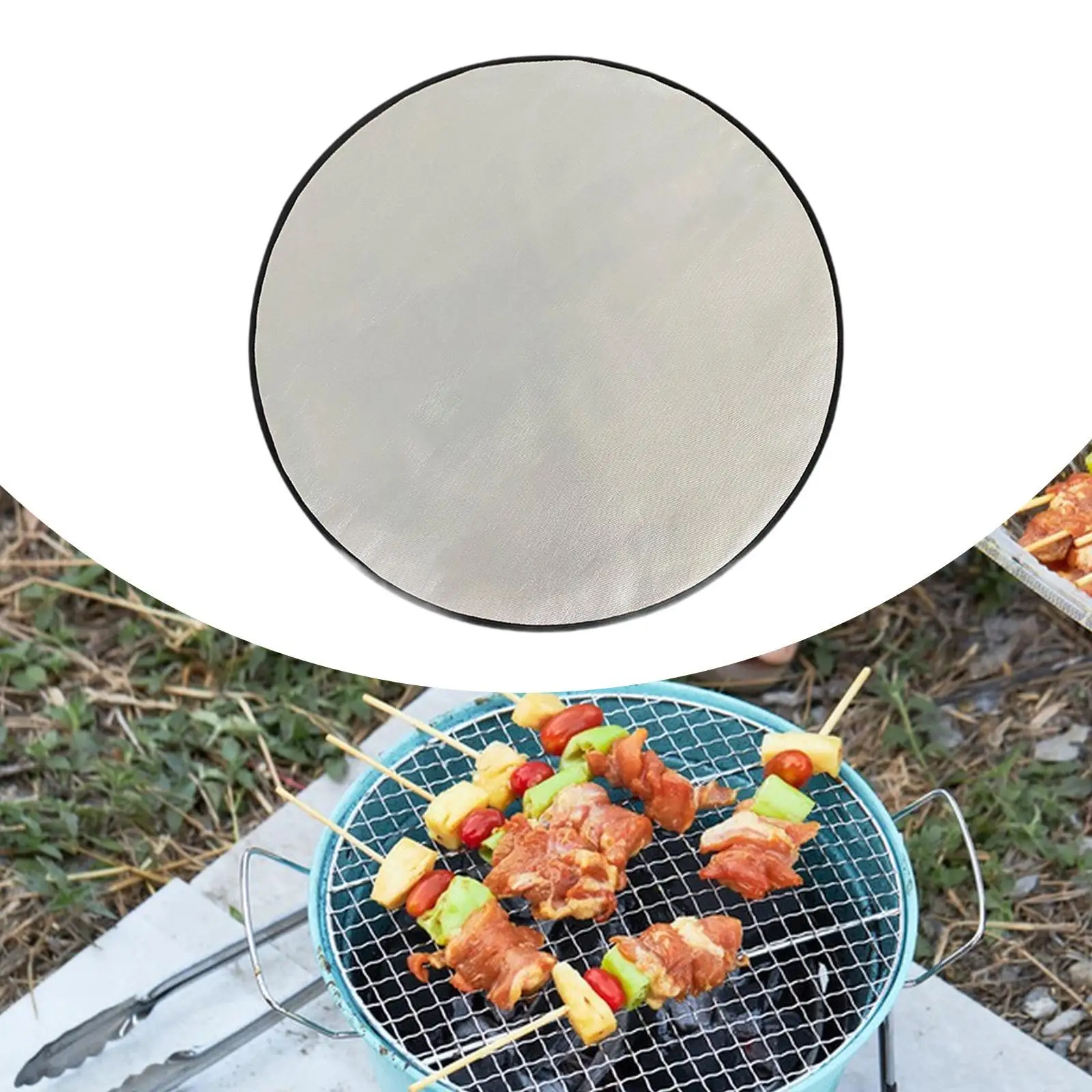 

Hearth Splatter Rug Reusable Multifunctional Round Waterproof Easy to Use Fireproof Mat for BBQ Grill Backyard Grass Camping