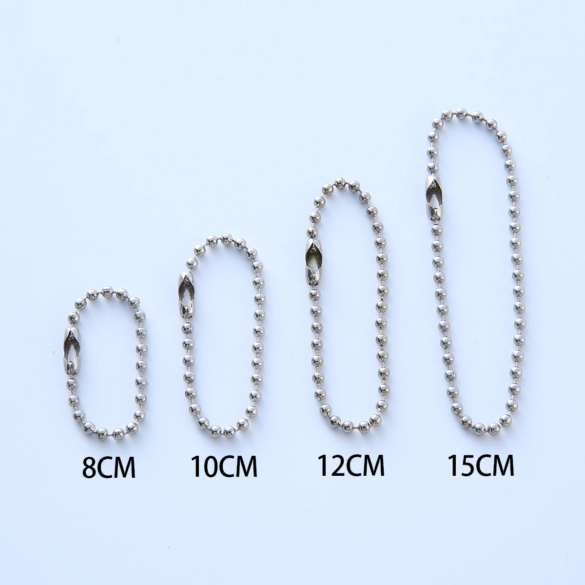 

50/100/500pcs Bead Chains 8/10/12/15cm Round Ball Length Keychain Tag Bulk Chains With Connector For DIY Jewelry Making Findings