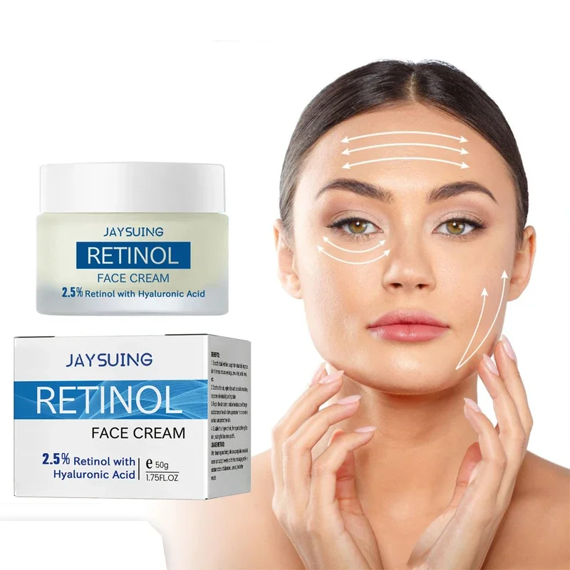 Retinol anti-aging cream reduces pigmentation tightens fine lines moisturizes and rejuvenates facial skin