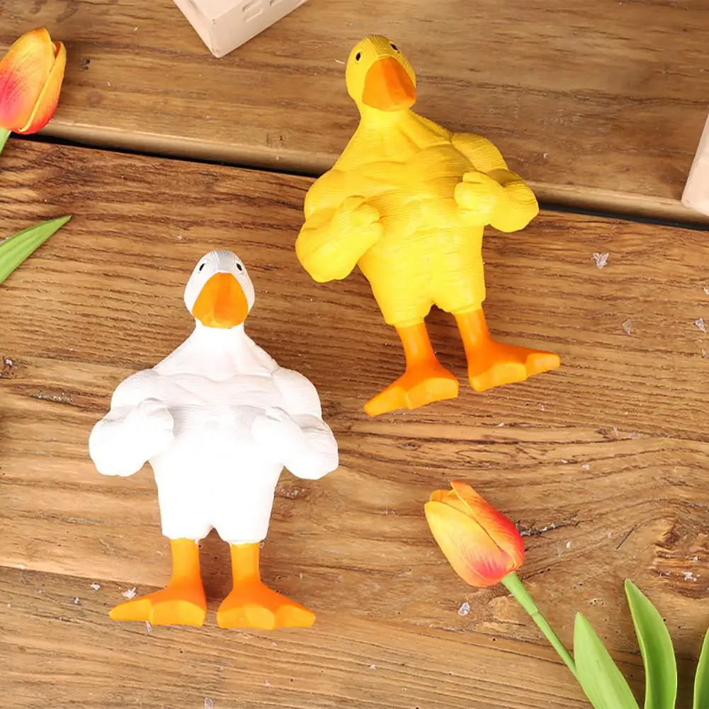 Duck Ornament Desktop Duck Decoration Resin Duck Figurine Fitness Statue White Yellow Shape Ornament for Table Decor Home