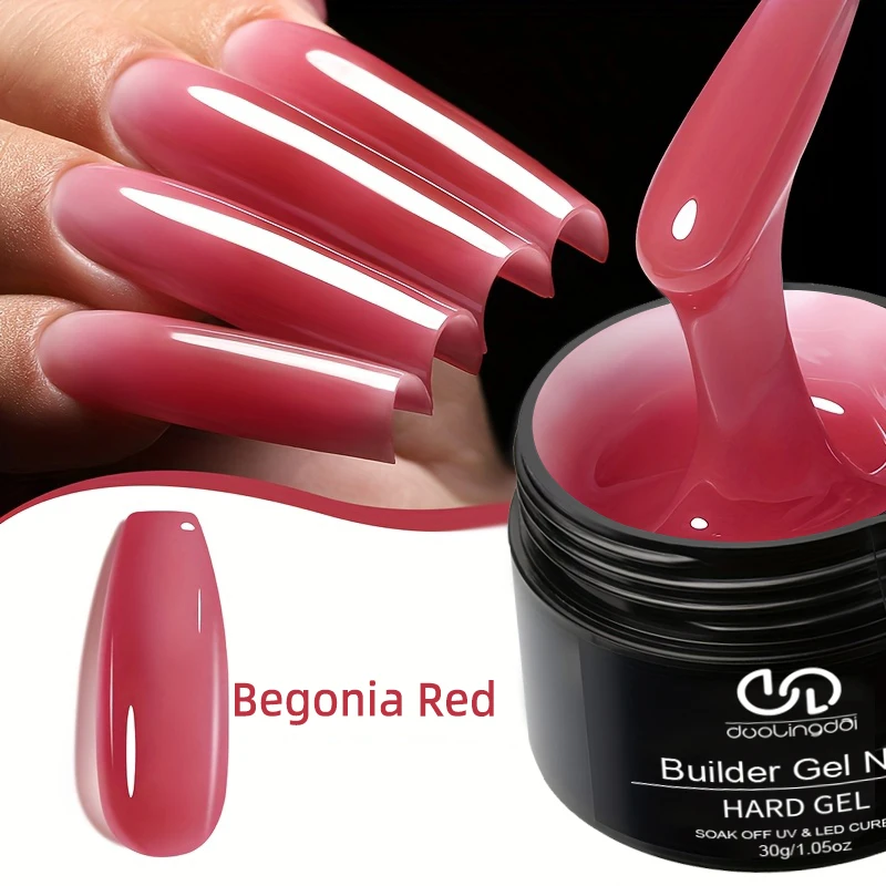 Duolingdai Staubiges Rosa Nude Gel Nagelverstärker 30G Burgunderroter Schimmer UV-Gel für Nagelverlängerung
