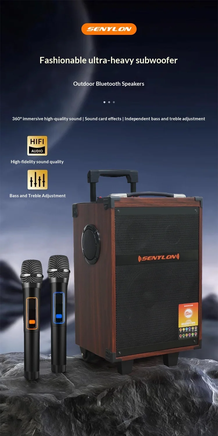 Q8 PRO MAX Trolley Portable Speaker Wireless Bluetooth Outdoor High-power Karaoke High Volume Subwoofer Household