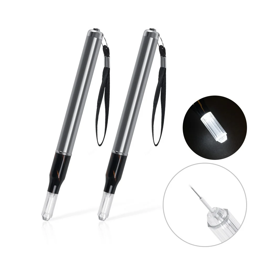 قلم Microblading مع ضوء LED متعدد الأغراض، قلم وشم احترافي للحواجب، أداة حامل إبرة Microblading