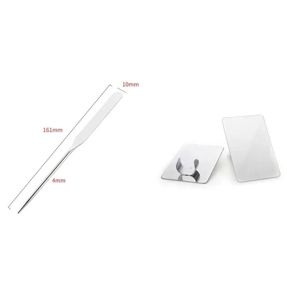 2PC Toner Makeup Mixing Stick Foundation Cream Mixing Cosmetic Make Up Tool Stainless Steel Palette Tray Rod Set Spatula Mixing