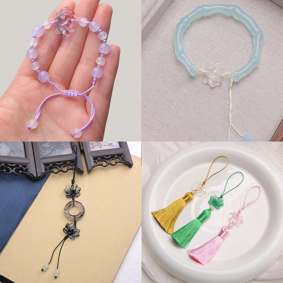 30pcs 21x16mm Double Hole Lotus Flower Beads For Jewelry Making Gradient Color Glass Beads DIY Bracelet Tassel Charms Accessorie view 3