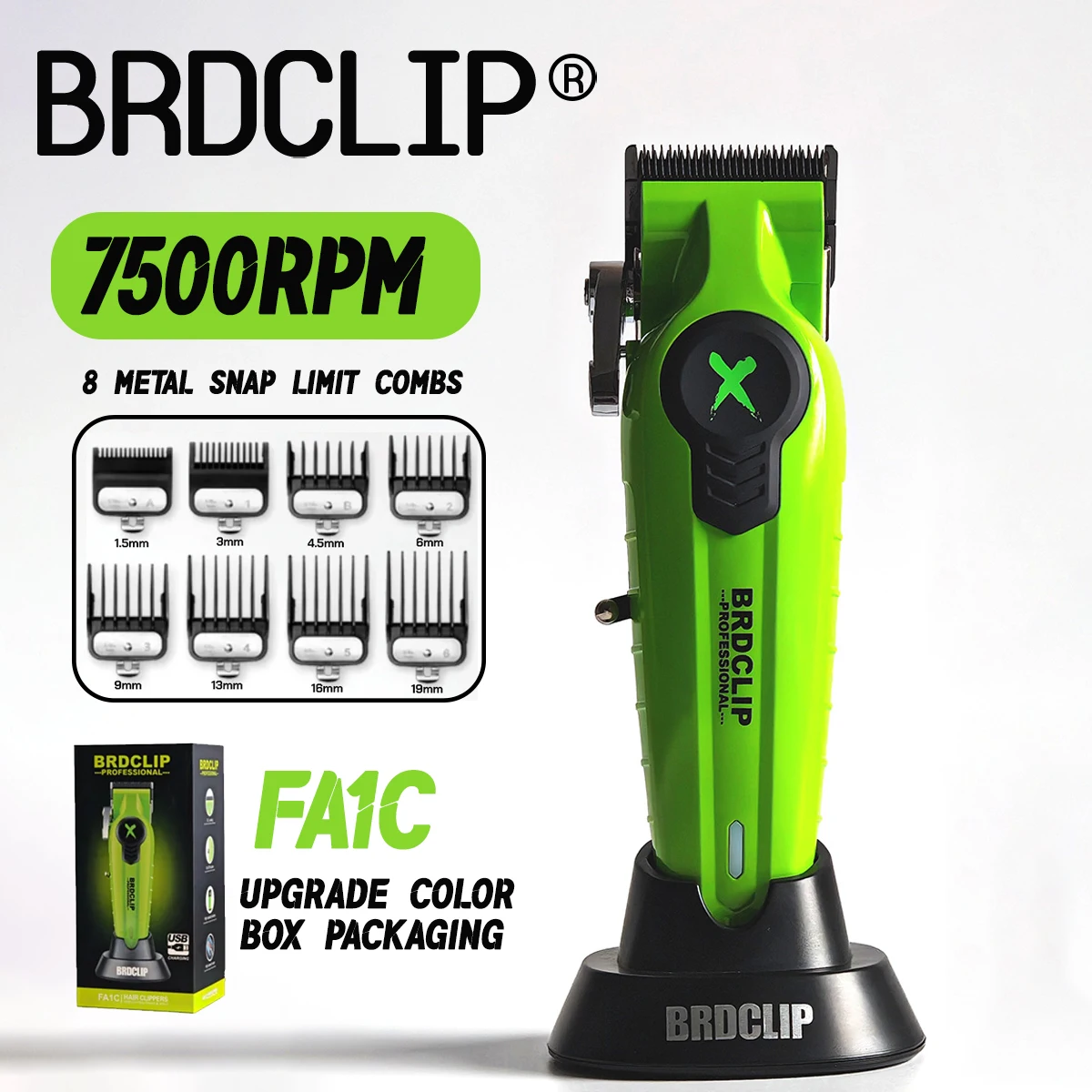 

Профессиональная новая машинка для стрижки волос BRDCLIP FA1C 2021, парикмахерская машина для резьбы по градиентной отделке, электрический триммер с подставкой для зарядного устройства