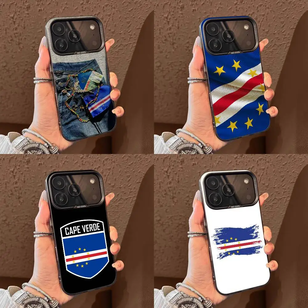 أفريقيا كيب فيردي جواز السفر العلم جراب هاتف آيفون 15,17,11,14,13,16,12,E,Max,Plus,Air,Pro,Mini غطاء أسود غير لامع #1
