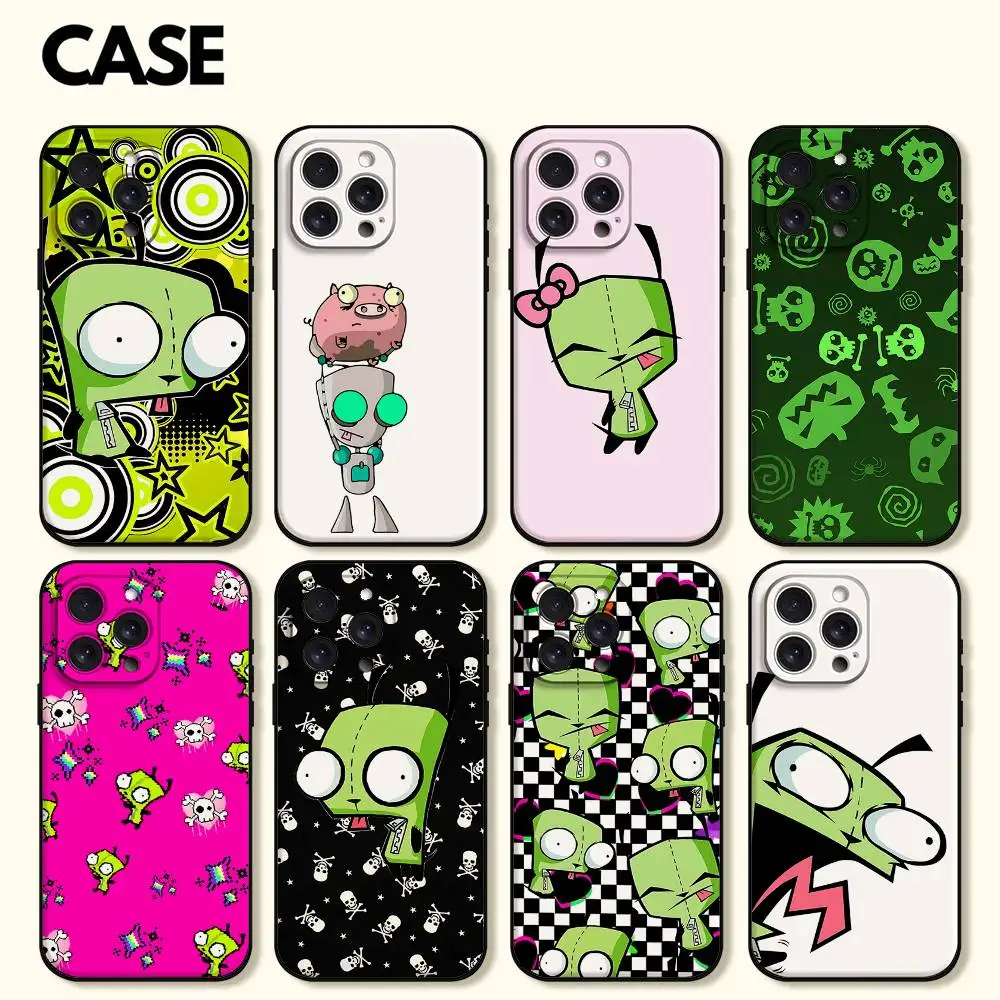 InvaderS z-zim funda de teléfono para Iphone 17 16 15 11 13 14 Pro Max 7 8 Plus X Xr Xs Max 12mini funda negra