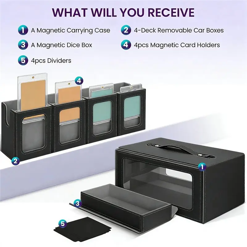 กล่องใส่การ์ดแม่เหล็กพร้อมหูหิ้ว สำหรับการ์ดกีฬา กล่องใส่การ์ดแบบถอดได้ พร้อมกล่องเก็บการ์ดสะสมแบบมีหน้าต่าง-Y44A