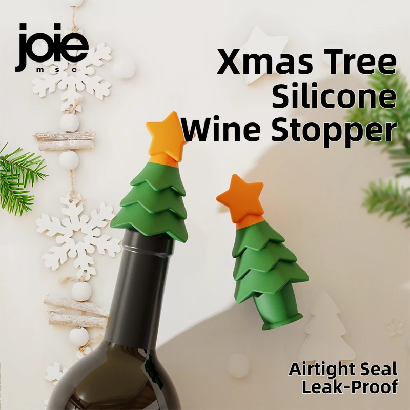 Joie Wine Stopper Silicone Christmas Tree Reusable Sealed Creative Storage Cap Champagne Household Bar Kitchen Tool