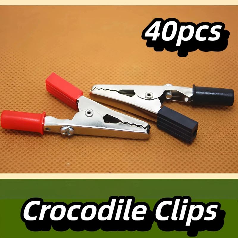 

40pcs Insulated Crocodile Clips with Plastic Handles – Long and Short Handle Test Clips for Electrical Testing