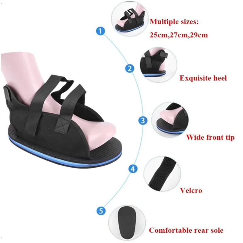 -AT52 2X Post Op Shoe Foot Fracture Support Shoes Walking Shoe For Foot Injuries Stable Ankle Joints Recovery Pain Relief XL