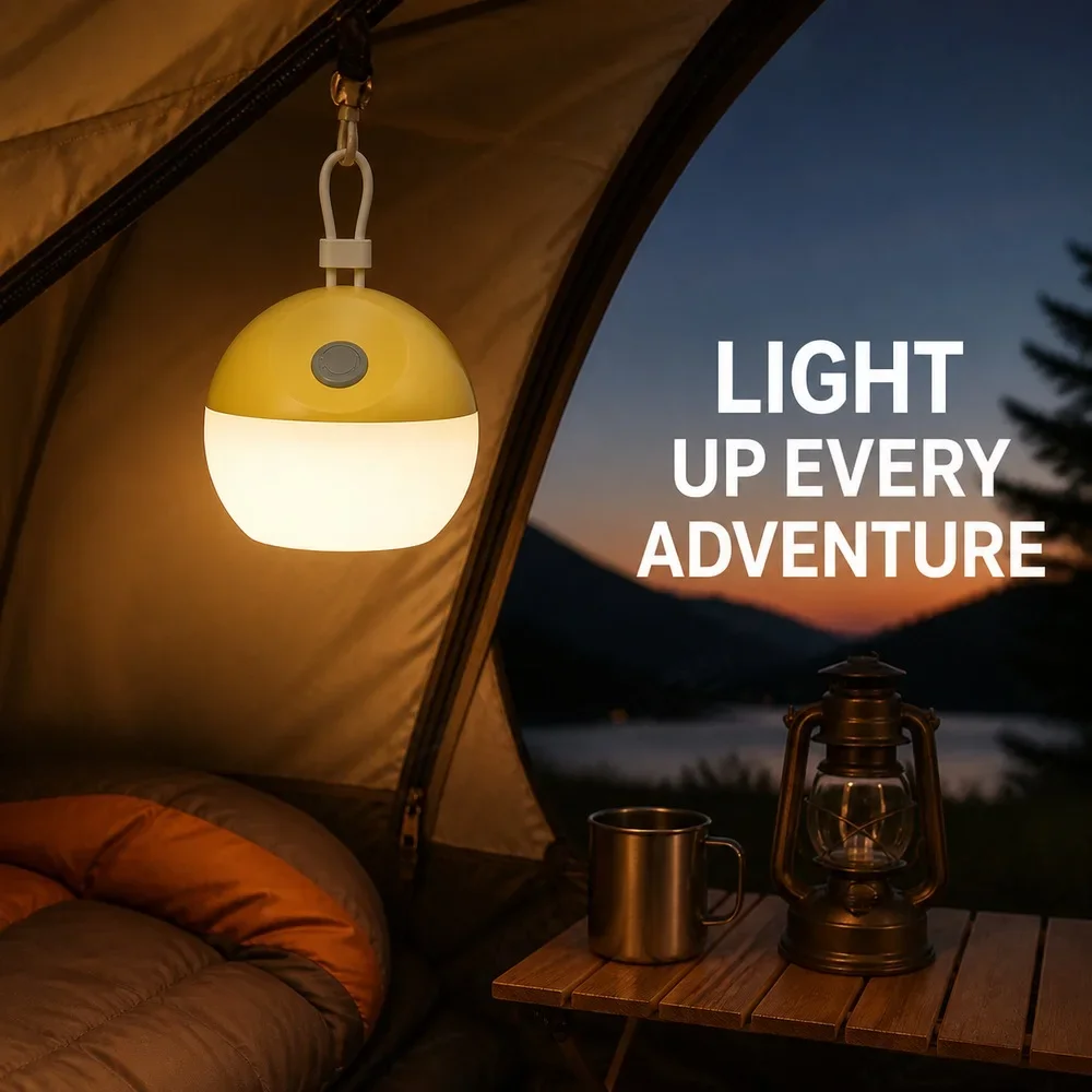 Rechargeable Camping Light 5W LED Warm White 360 Soft Glow 3 Modes Portable Tent Lantern With Silicone Hanging Loop 02