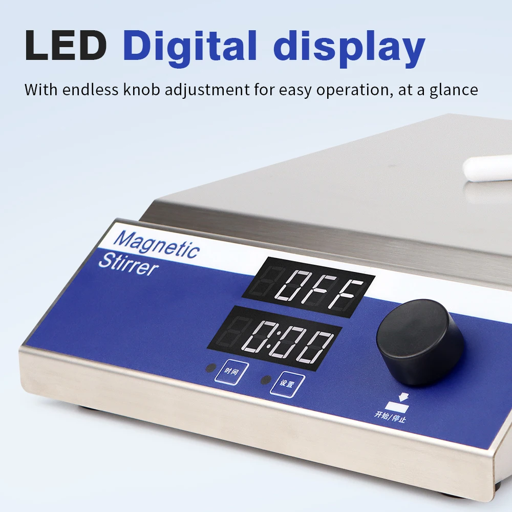 MS10 High Volume Magnetic Stirrer 100-1500 RPM Adjustbable Speed Magnetic Mixer 10L Lab Plate with Stir Bars for Laboratory