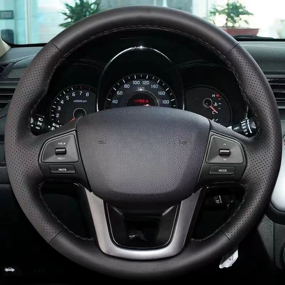 

Car Steering Wheel Cover DIY Microfiber Leather Hand Sewing For Kia K2 Kia Rio 2011 2012 2013 Car Interior Accessories