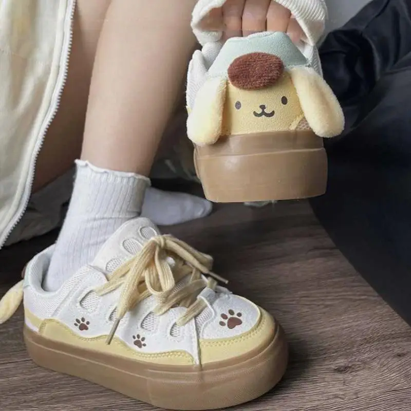 

Kawaii Anime Shoes Y2K Purin Dog Bread Shoes Cute Animal Decoration Student Versatile Thick-Soled Casual Sneakers Holiday Gifts