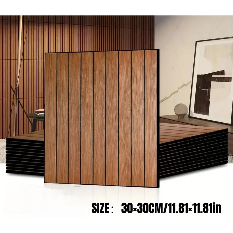 Wood Wall Panels Grain Texture Grille Self-Adhesive Wallpaper Boards for Home Decorative Stickers Kitchen Living Room Renovation