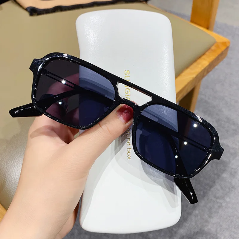 Fashion Female Ellipse Sunglasses Double Bridges Pink Gradient Eyewear Trending Hollow Leopard Blue Sun Glasses Men Shades UV400