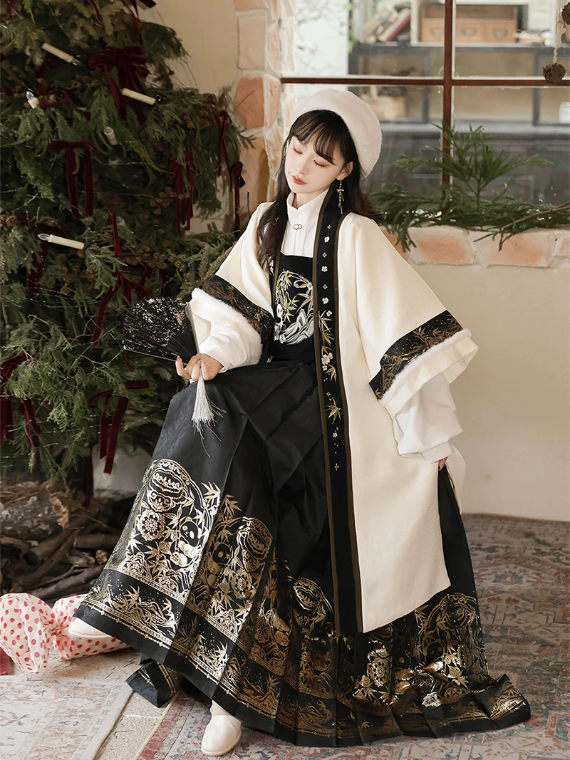 

Xiyu Studio New Cloud Mountain een Original Daily Fraance Hanfu Set Nine Points Tailed Skirt Women Autumn Winter