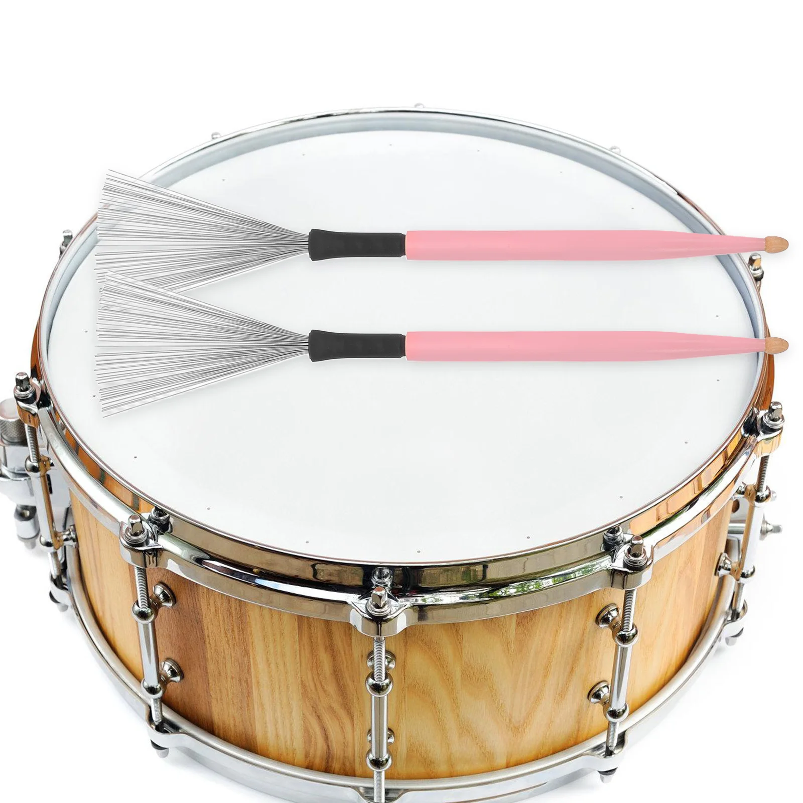 

1 Pair Maple Wood Brush Carbon Steel Wires Jazz Drum Percussion Instrument Durable Professional Drum Set Accessory
