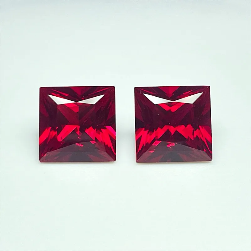 

Lab Grown Ruby Princess Cut Pigeon Blood Red Color High-quality Charms Jewelry Making Main Materials Selectable AGL Certificate