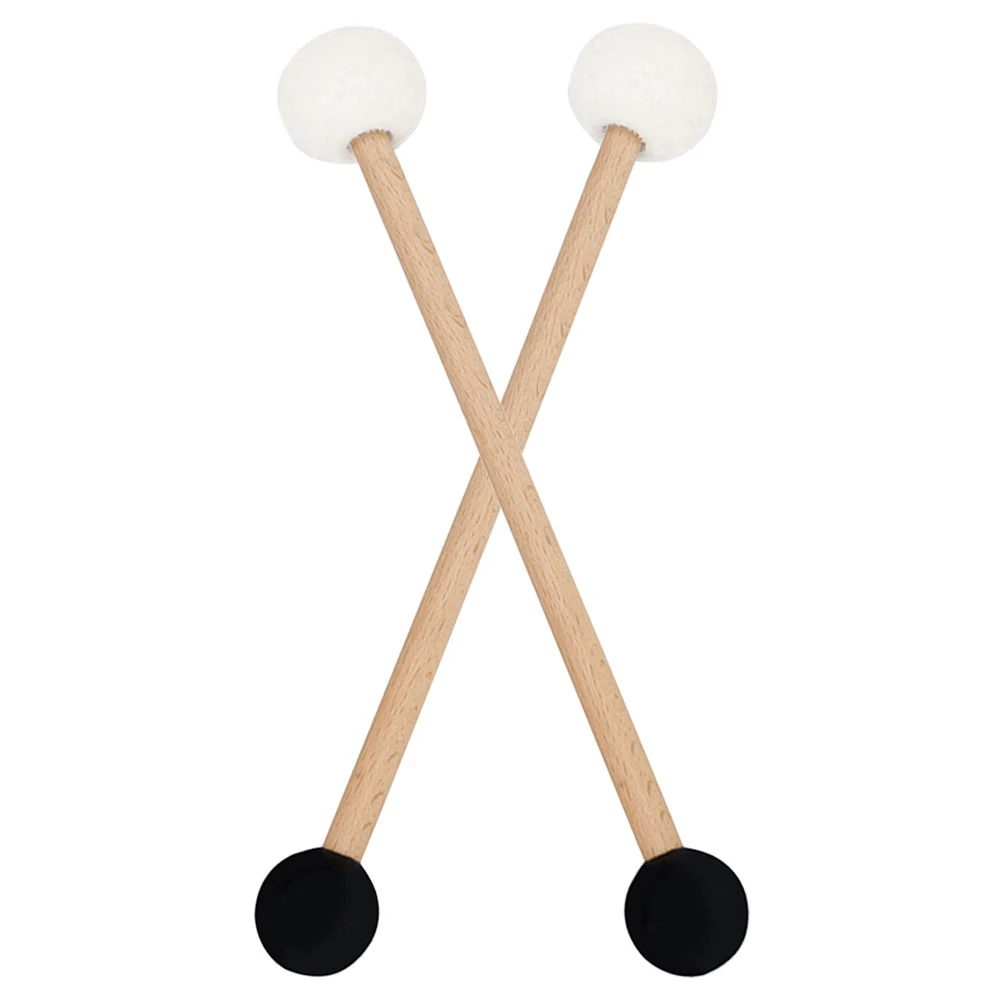 

2 Pcs Singing Bowl Music Mallet Double-ended Rubber Felt Drum Percussion Sticks Instrument