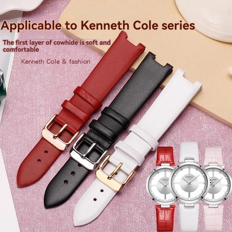 For Kenneth cole watch strap kc2609 kc2649 kc2647 kc2676 Notch Cowhide watchband women Whtie Red KC Bracelet 18mm with Tools