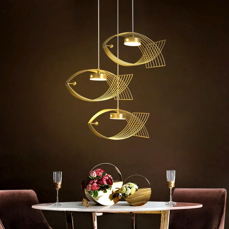 

American Fish Shaped Pendant Lights Modern Bedroom Kitchen Living Room Chandelier Dining Room Chandelier Hot Pot Restaurant Lamp