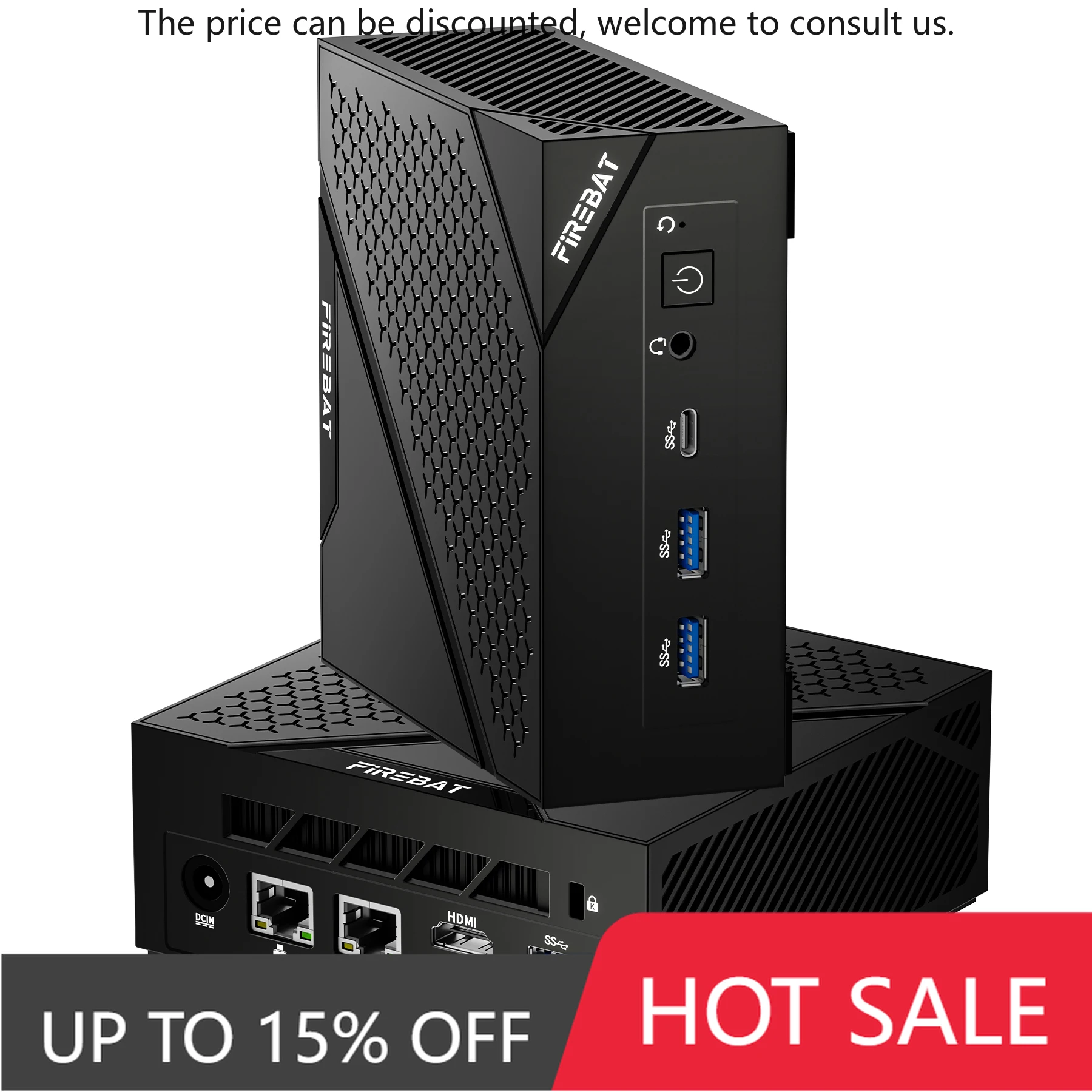 

FIREBET AM02 Mini PC 16GB+512GB SSD 6600H Windows 11 System EU US Adapter Desktop Gaming Computer Mini PC