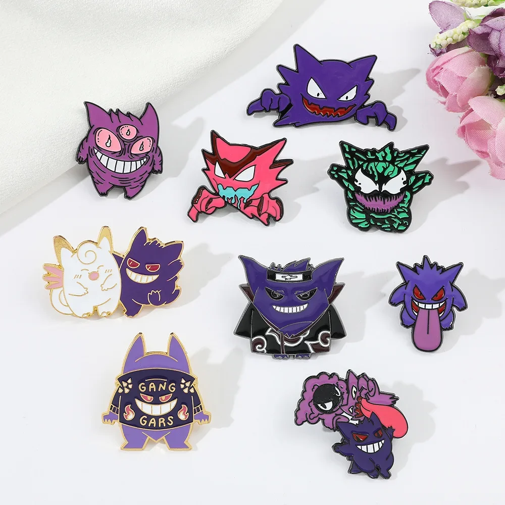 Pokemon Enamel Pins Gengar Charmander Pikachu Metal Brooches Enamel Badges for Backpacks Collection Gift