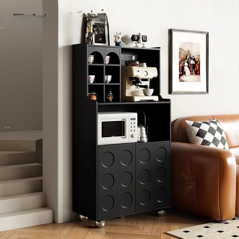 Light luxury retro black dining side cabinet Small apartment sofa coffee machine Multifunctional tea cabinet