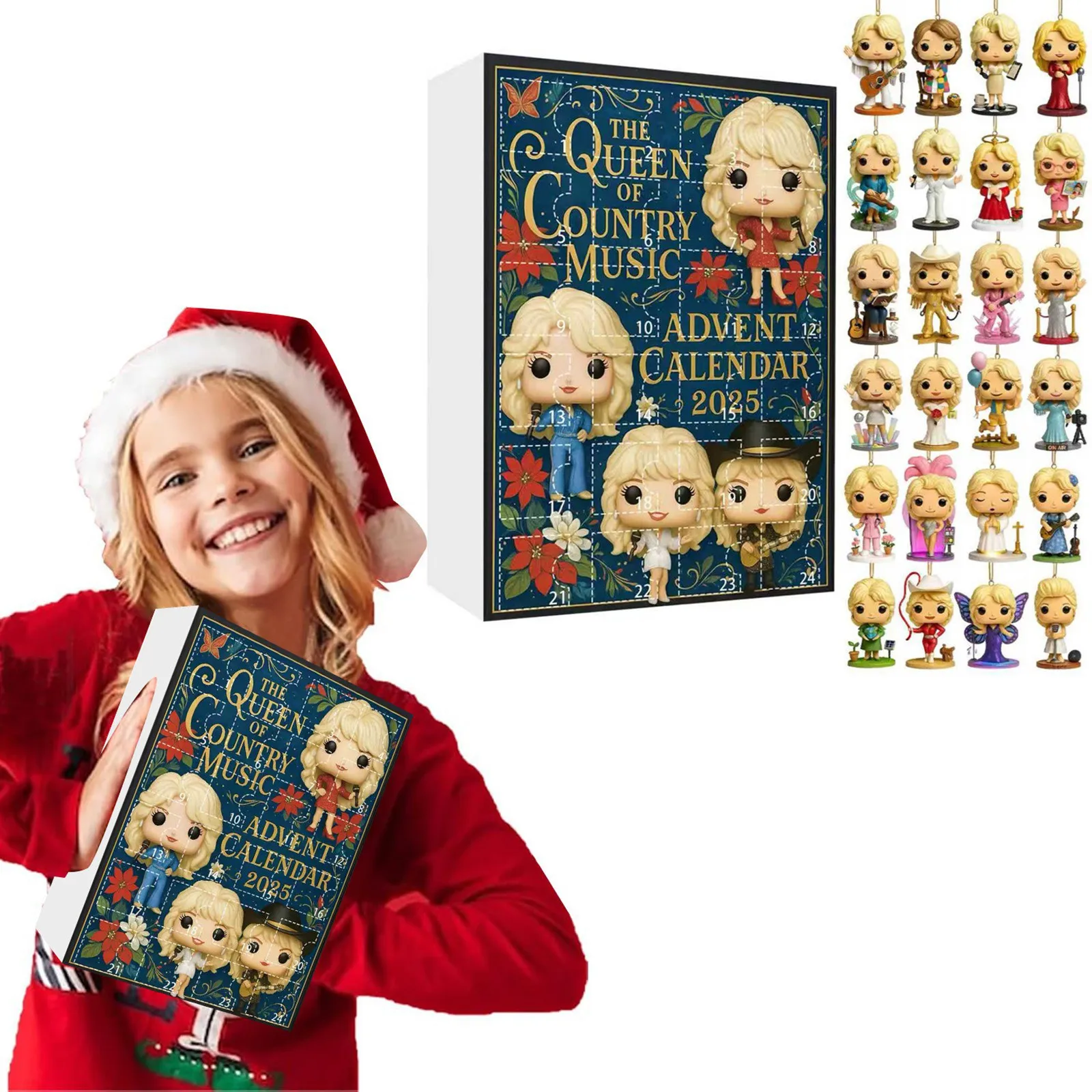 

2025 The Queen of Country Music Dolly Parton 24 Day Surprise Countdown Christmas Calendar Christmas Tree Ornament
