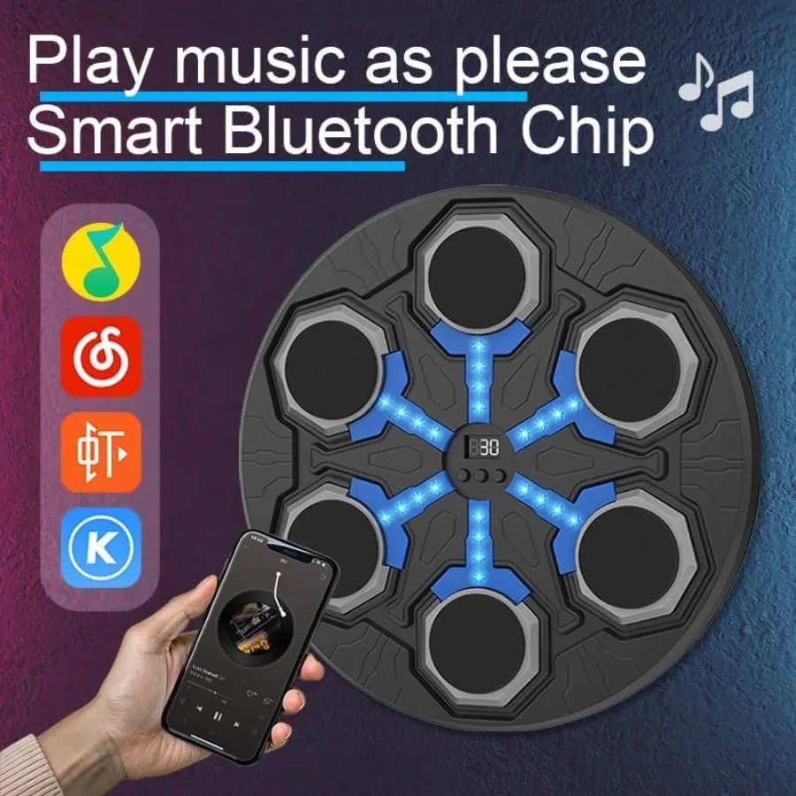Macchina da boxe musicale Bluetooth intelligente con luci a LED per attrezzatura per allenamento con bersaglio elettronico montata a parete per il fitn domestico