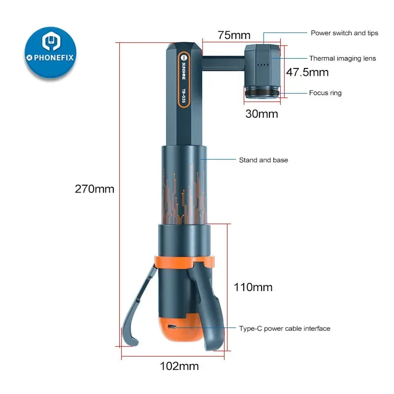 SUNSHINE TB-03S IIT ShortCam Lite PCB Repair Motherboard Infrared Detector Microscope Bracket PC Phone Thermal Imaging Camera