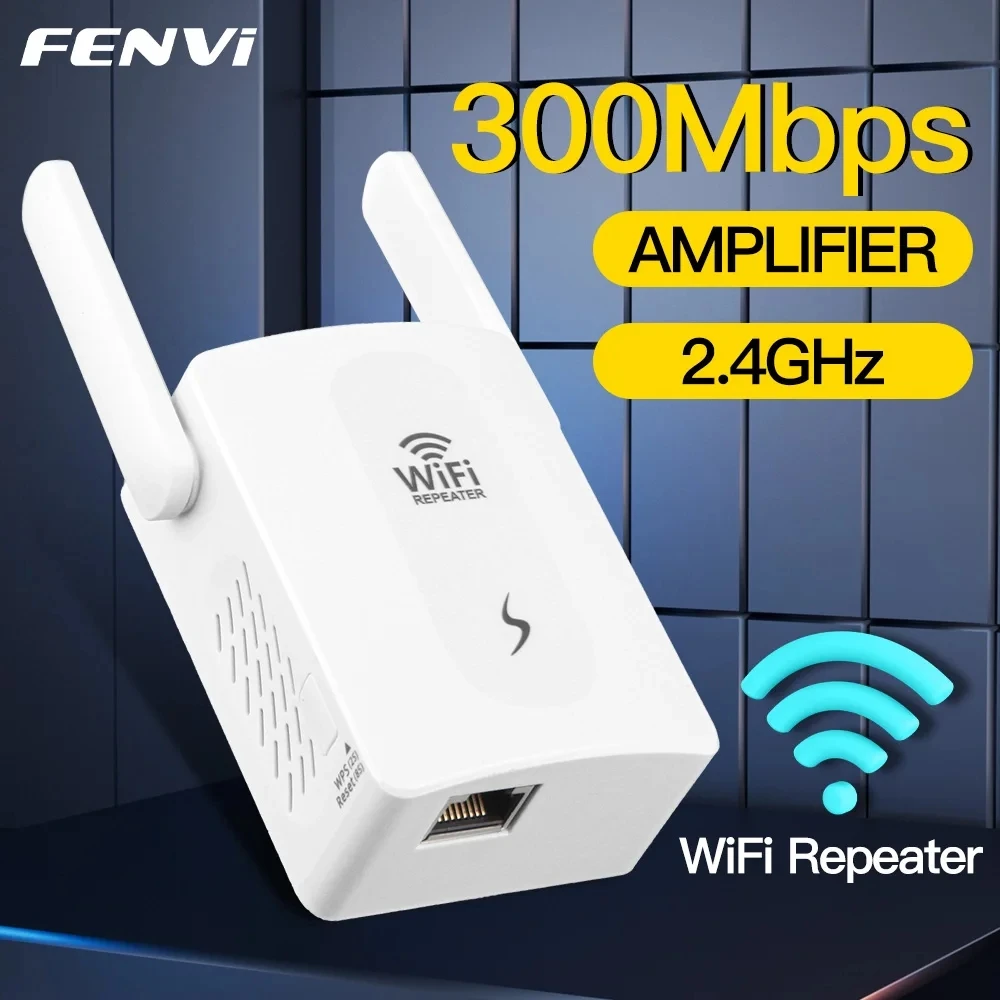 FENVi 와이파이 리피터, 300Mbps 네트워크 무선 익스텐더 라우터, 2 안테나, 2.4Ghz 장거리 신호 