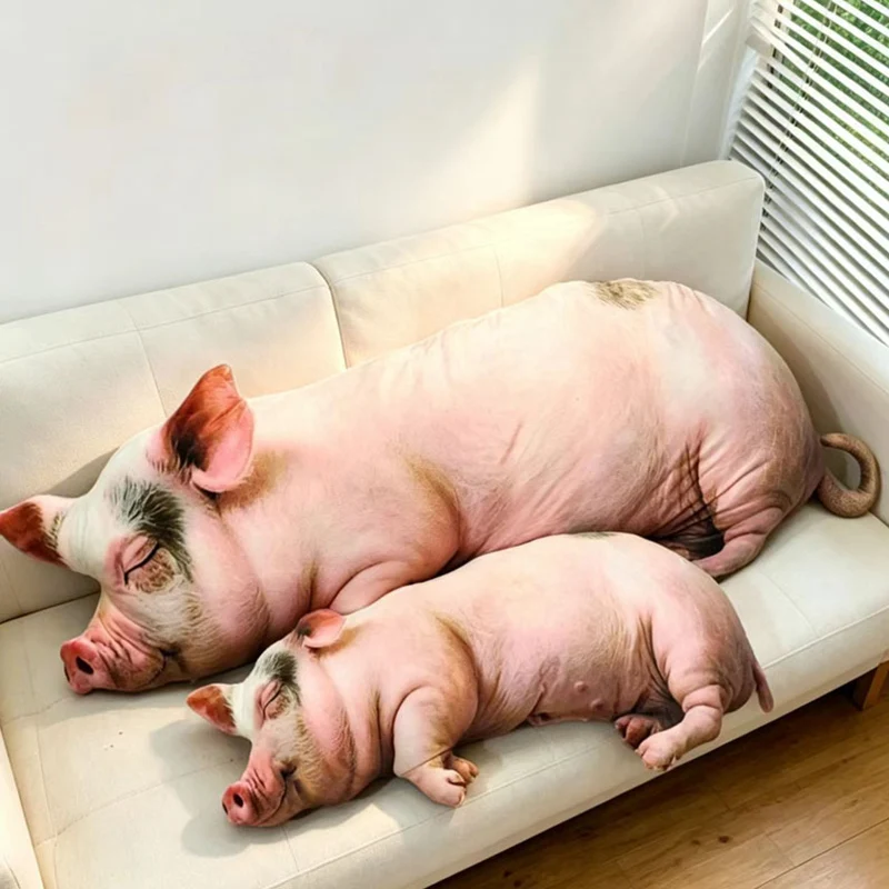 Lifelike Sleeping Pig Plush Toys Realistic Printing Pig Throw Pillow Stuffed Animal Sending Abstract Gifts To Friends Boy Girl